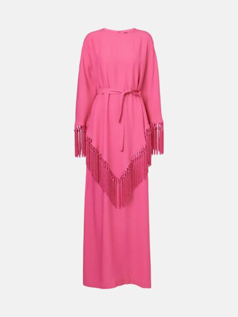 Fringed crêpe cady kaftan
