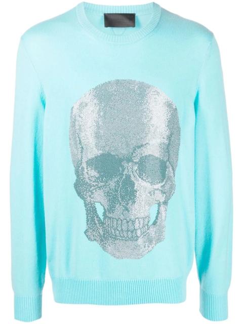 Skull print crewneck sweater