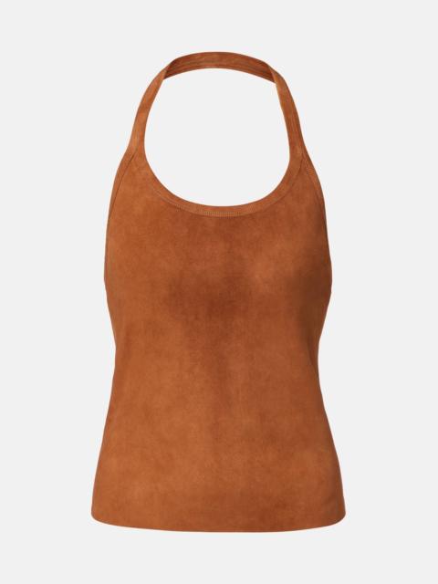 Cherry suede minidress