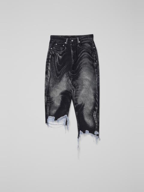 Black-gray asymmetric denim skirt