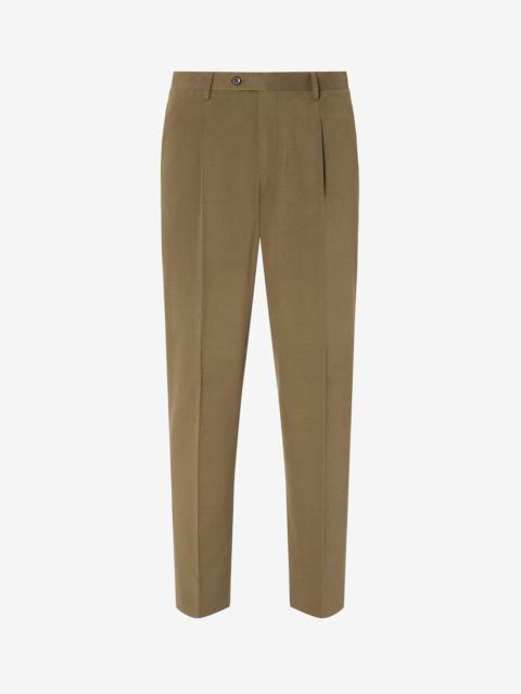 Green soft stretch cotton drill trousers