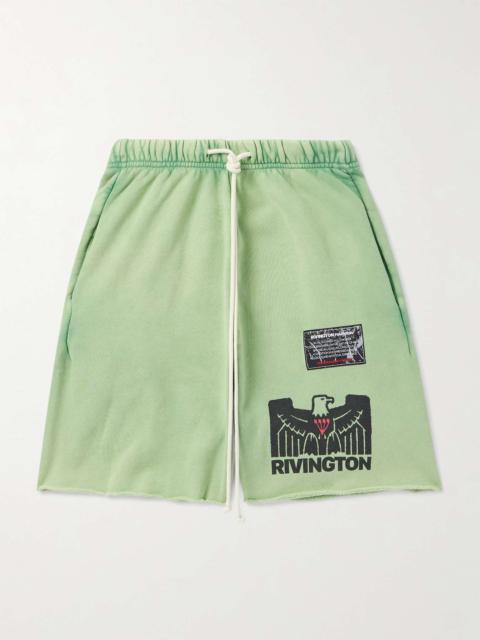 Flag Straight-Leg Frayed Logo-Print Cotton-Jersey Shorts