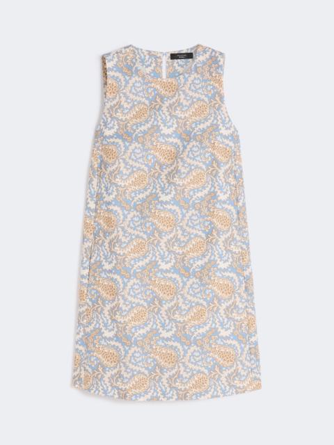 Printed cotton basketweave A-line dress - LIGHT BLUE
