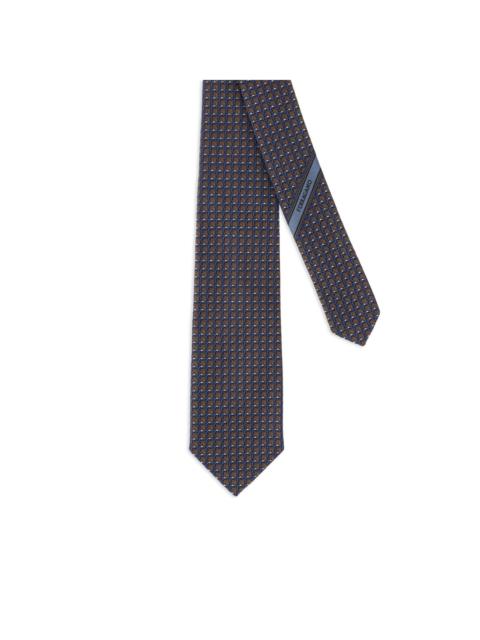 geometric-pattern silk tie