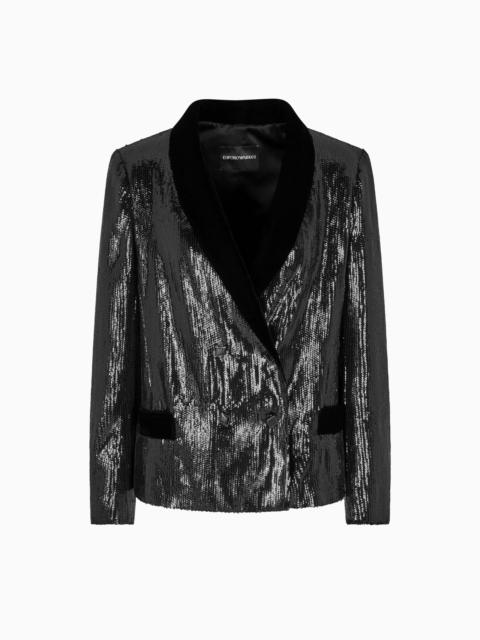 DOUBLE-BREASTED BLAZER WITH ALL-OVER SEQUINS