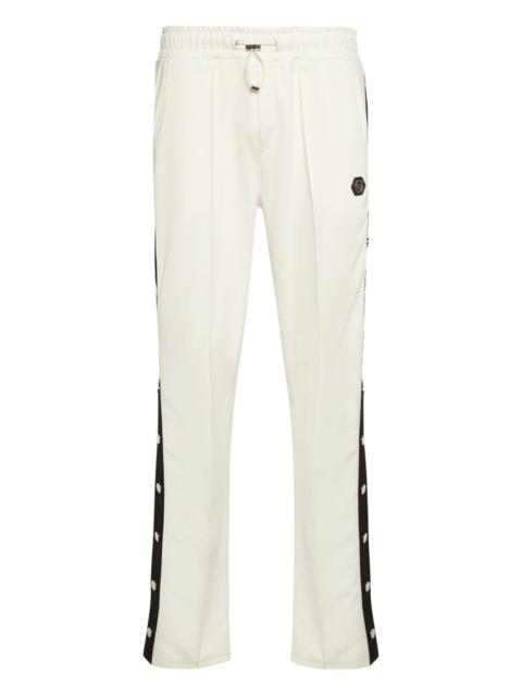 button-fastening side-stripe track pants