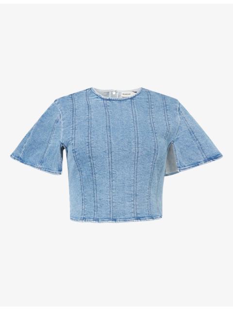 Kolby Cropped Stretch-Denim Top