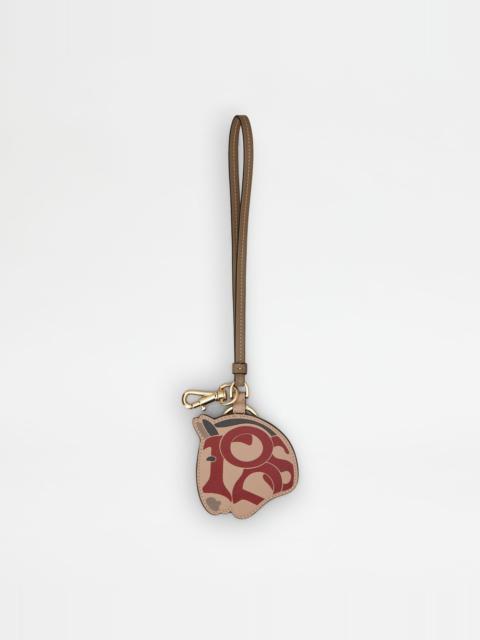 PENDANT IN LEATHER - RED, PINK