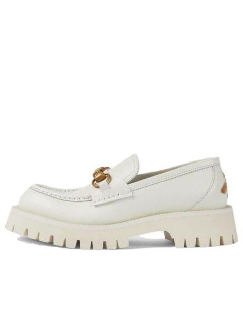 (WMNS) Gucci Rubber Lug sole Horsebit Loafer 'White Leather' 761987-DS800-9050