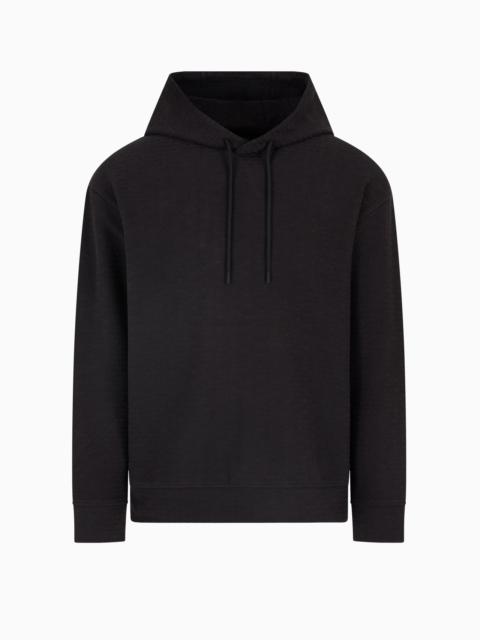 ASV JERSEY-LYOCELL BLEND HOODED SWEATSHIRT WITH ALL-OVER LETTERING