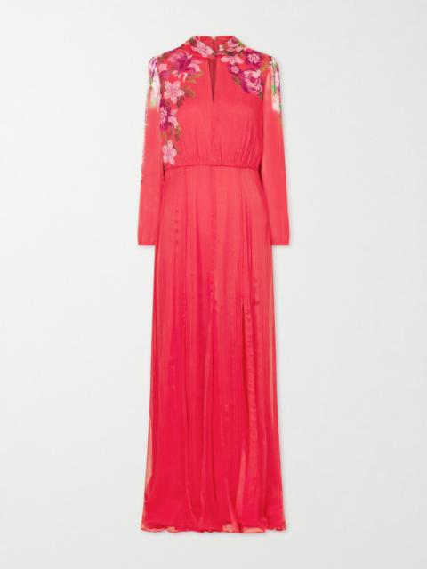 Floral-print Silk-crepon Midi Dress