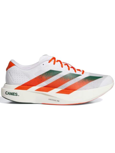 Adidas | Ncaa x White Miami Hurricanes Adizero EVO SL Shoes 'Cloud White / Dark Green / Collegiate O