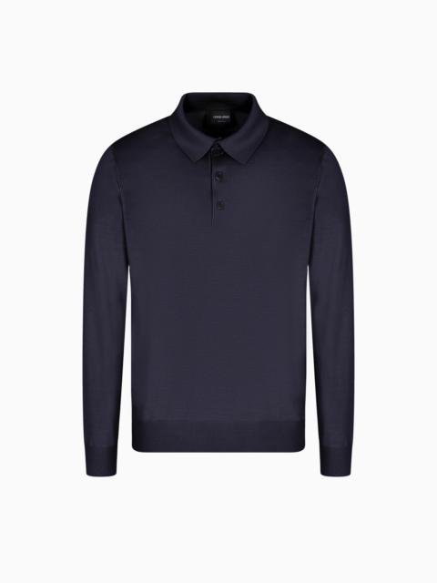 LONG-SLEEVED POLO SHIRT IN VIRGIN WOOL