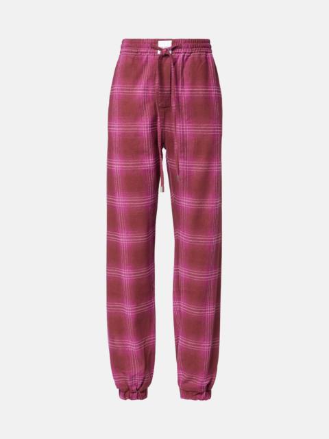 Checked cotton flannel sweatpants