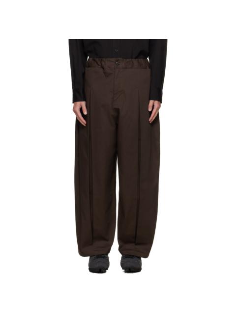 Brown Box Pleat Trousers
