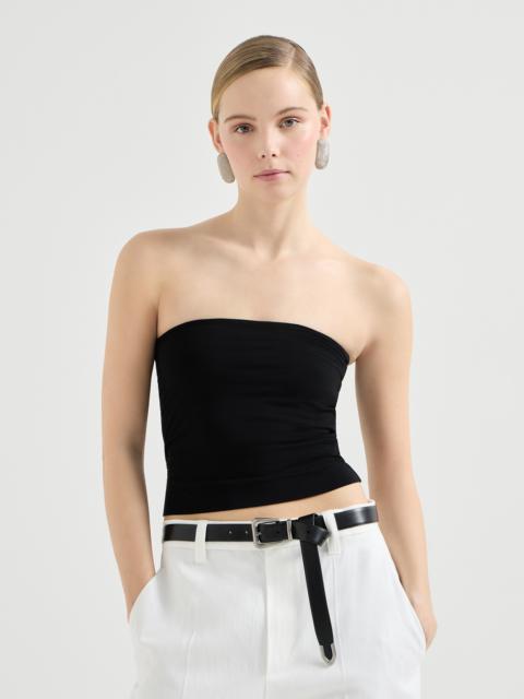 Stretch cotton jersey bandeau top