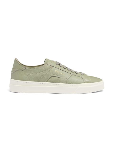 Men's light green tumbled leather Double Buckle Sneaker