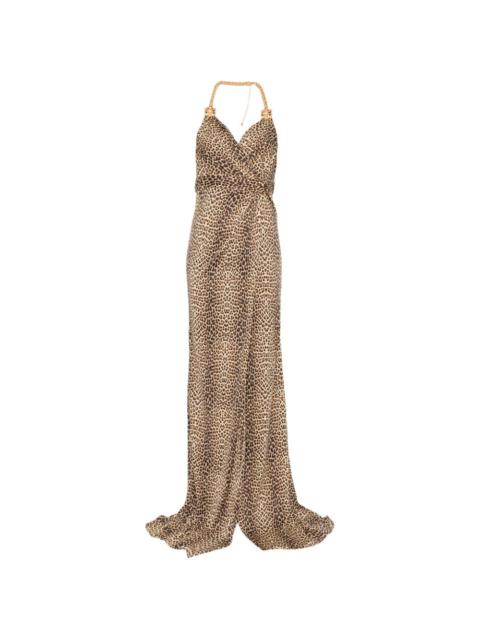 chain-strap leopard-print maxi dress