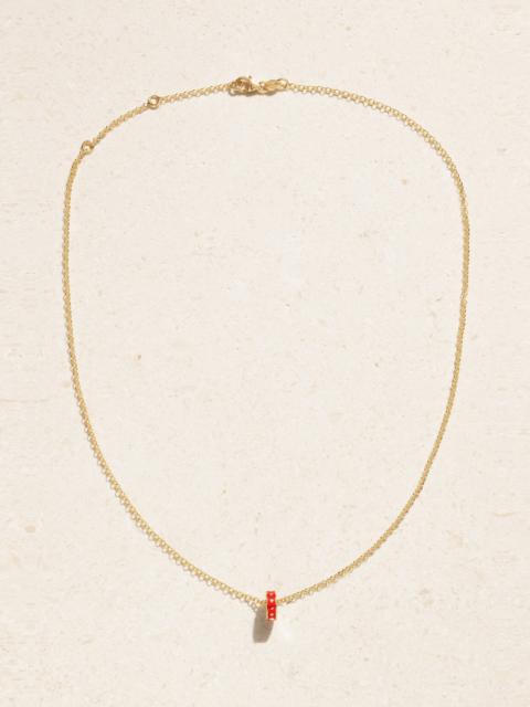Strength Heart Beat 18-karat Gold Enamel Necklace
