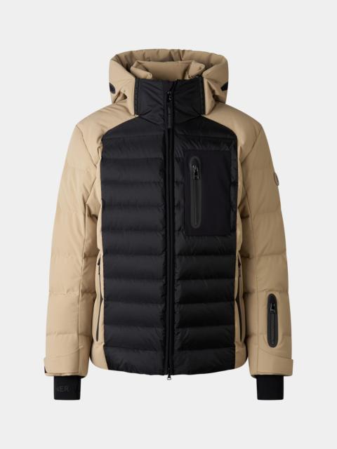 Bond down ski jacket in Beige/black