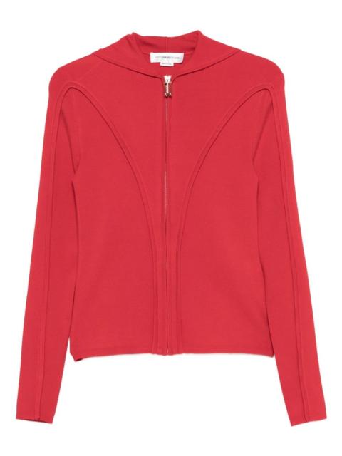zip-front panelled cardigan