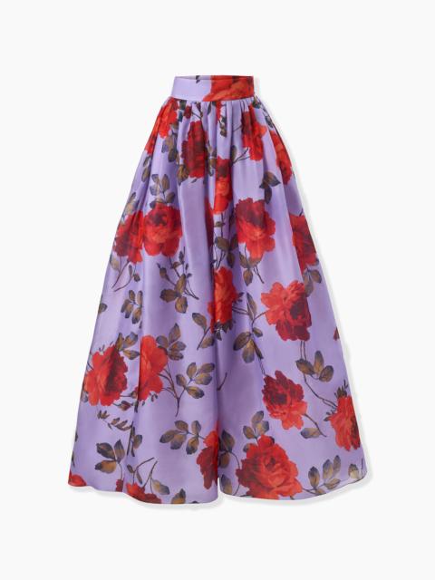 Rose-Print Organza Ball Skirt