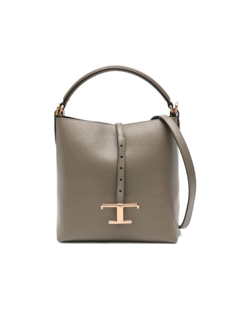 T-buckle leather shoulder bag