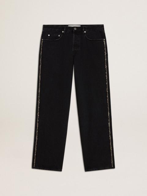 Men's black one-wash jeans