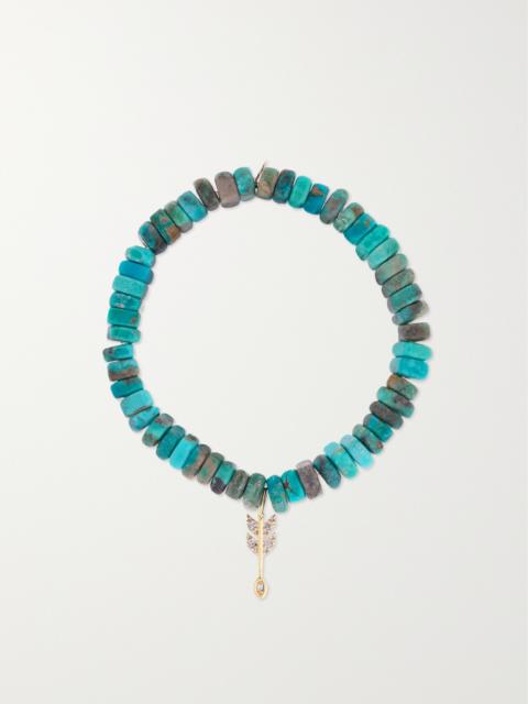 Small Arrow 14-karat Gold, Turquoise And Diamond Bracelet