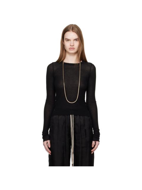 Black Temple Cropped Rib LS T-shirt