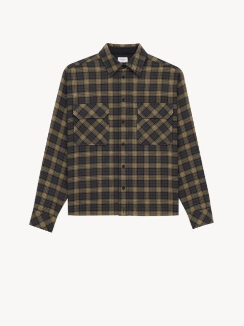 EMBROIDERED OVERSHIRT IN WOOL CHECK