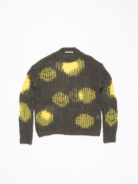 Embroidered mohair jumper - Grey/yellow