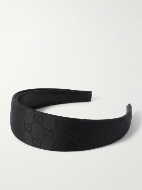Embellished nylon-jacquard headband Black