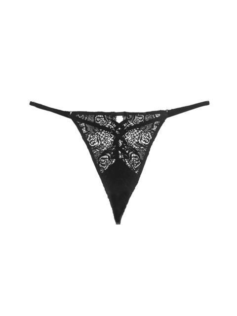 Eyelet Embroidery Lace Up V-String