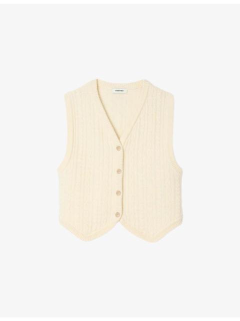 V-Neck Cable-Knit Wool-Blend Jacket