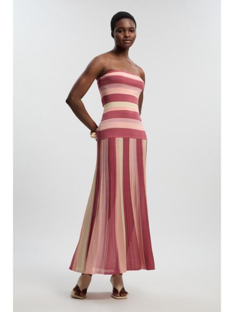 Petite Striped Bardot Knit Maxi Dress