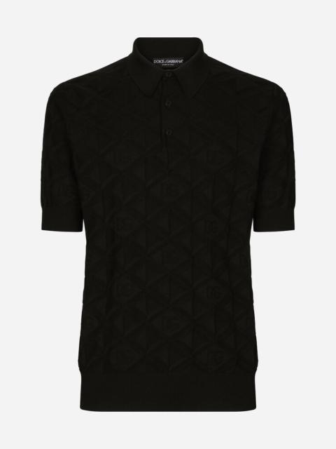 3D silk jacquard polo-shirt