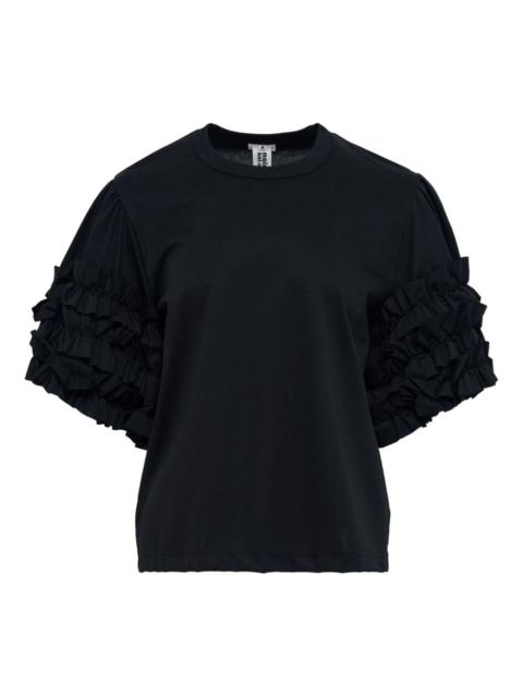 Ponte ruffled cotton T-shirt