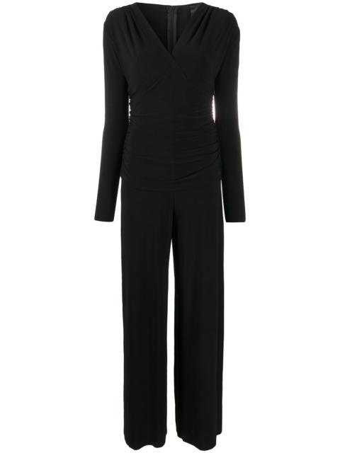 gathered wrap-front jumpsuit