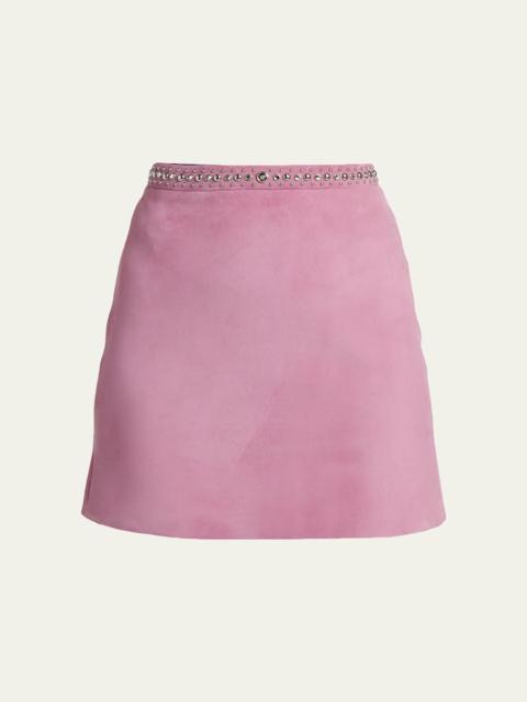 Embellished Lamb Suede Mini Skirt