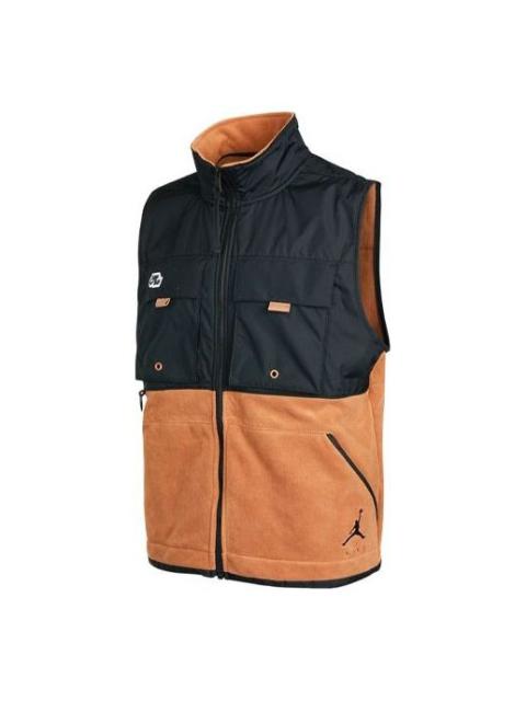Air Jordan As M J Jmpmn Vest Basketball Sports Fleece Lined Zipper Stand Collar Black Brown DC9662-2