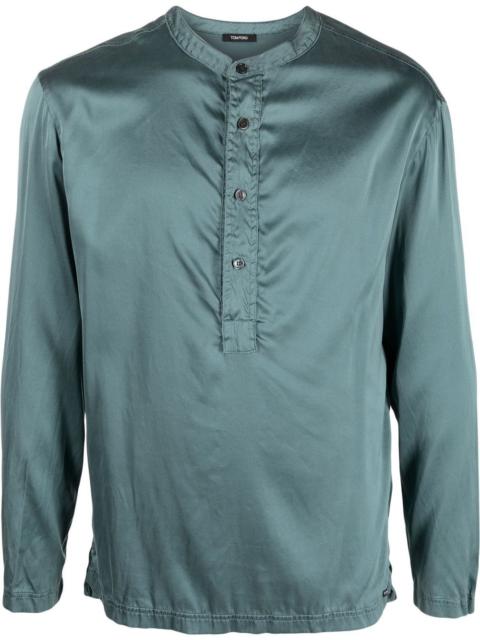 half-button silk shirt