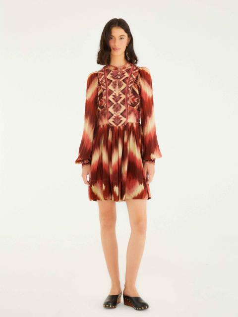 Red Amanda Stripes Tapestry Quilted Mini Dress