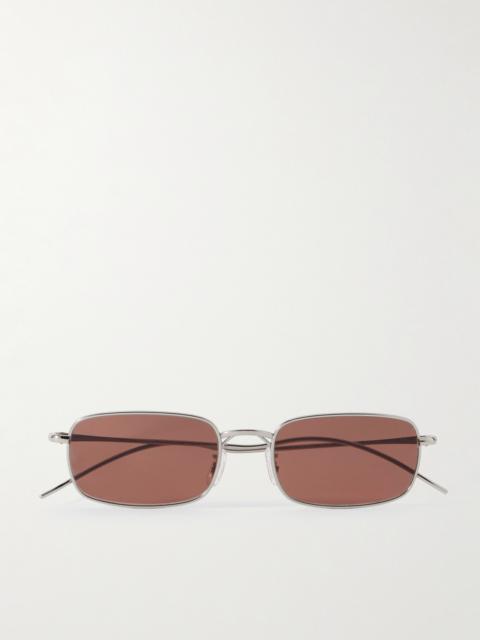 Rectangle-frame Silver-tone Sunglasses