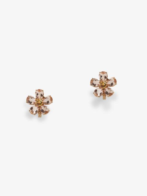 Red gold flower earrings