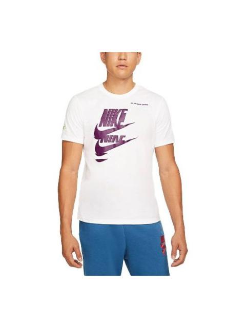 Men's Nike Chest Creative Printing Short Sleeve White T-Shirt DM6378-100