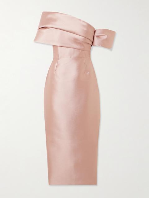 Mirla Off-the-shoulder Faille Midi Dress
