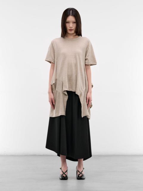 Ecru Jersey Asymmetric Draped Tee