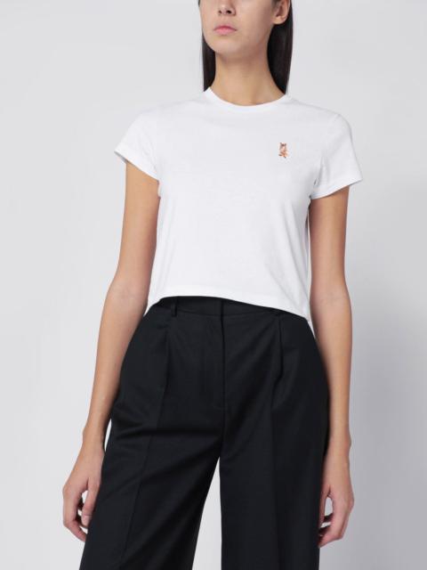 White cropped T-shirt with logo patch