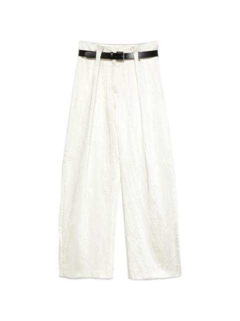 belted textured palazzo pants